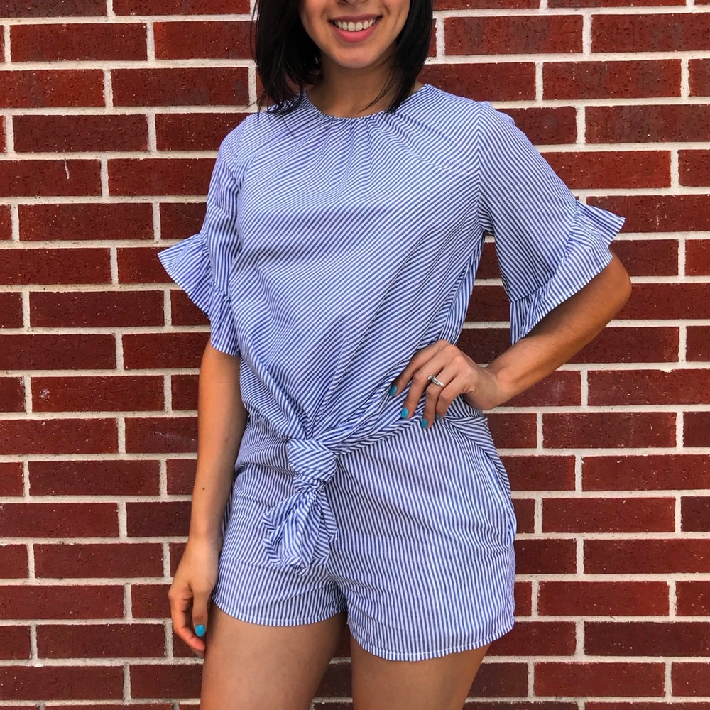 Romper with overlay navy